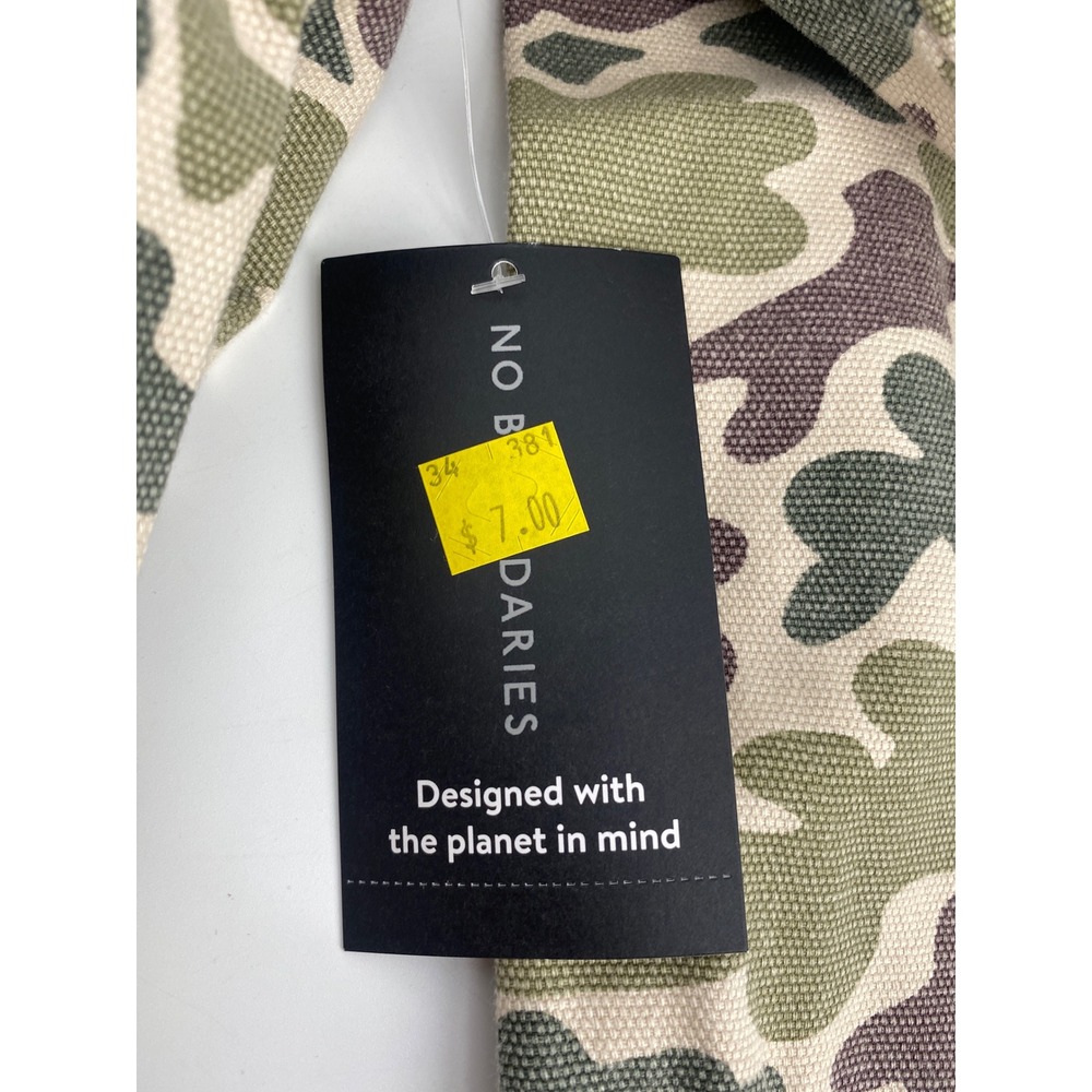 No Boundaries Camo Canvas Shirt Jacket Mens Large Green Brown Corduroy Full Zip - Picture 4 of 9